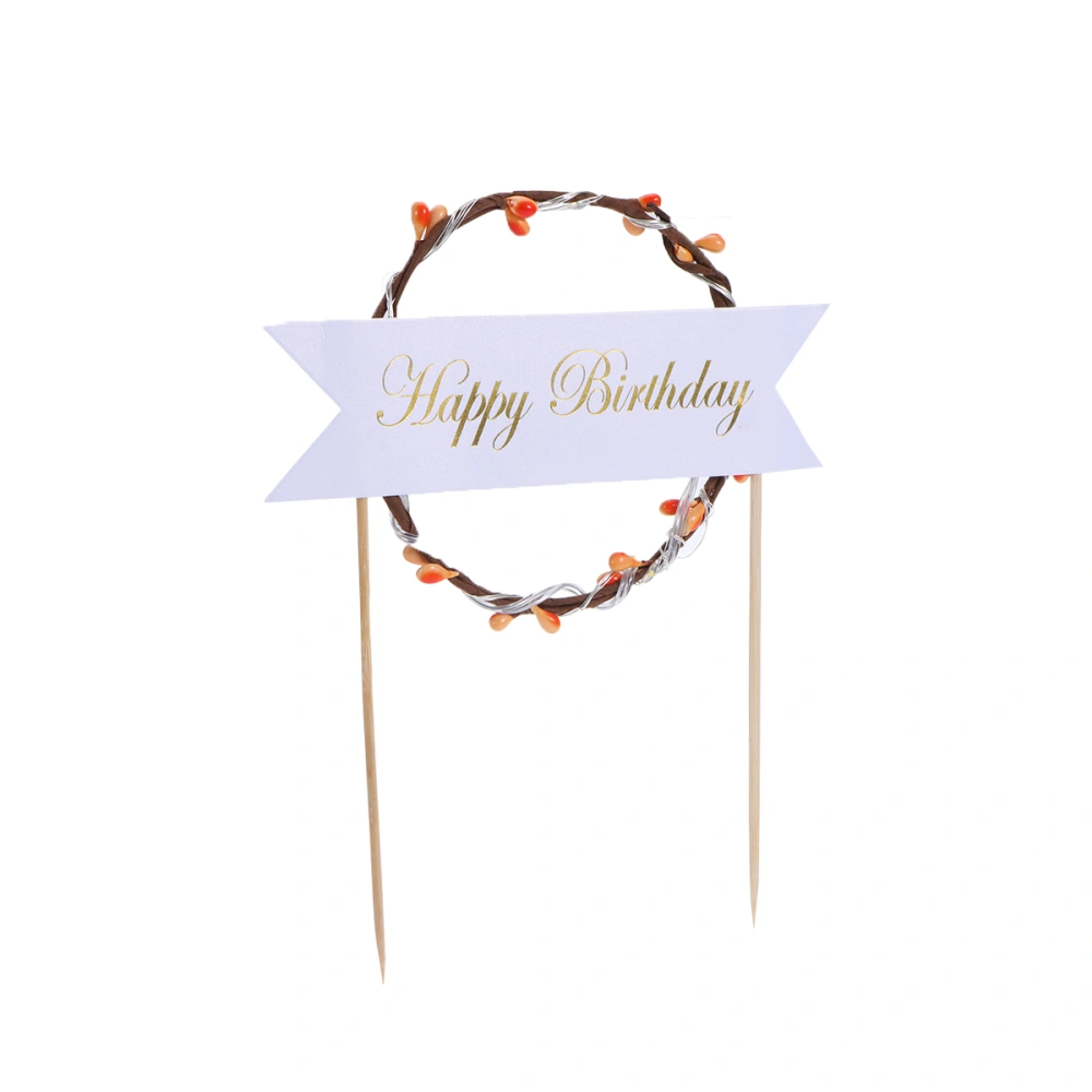 LED Garland Cake Dessert Insert Cake Topper Wedding Birthday Party Decoration (Happy Birthday)