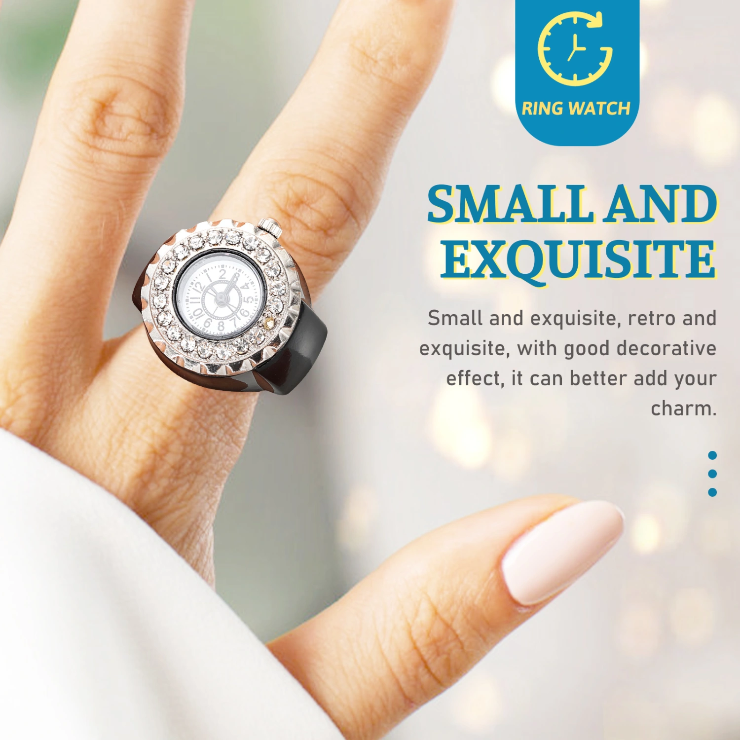 Decorative Finger Ring Stylish Ring Watch Finger Ring Decor Women Finger Watch