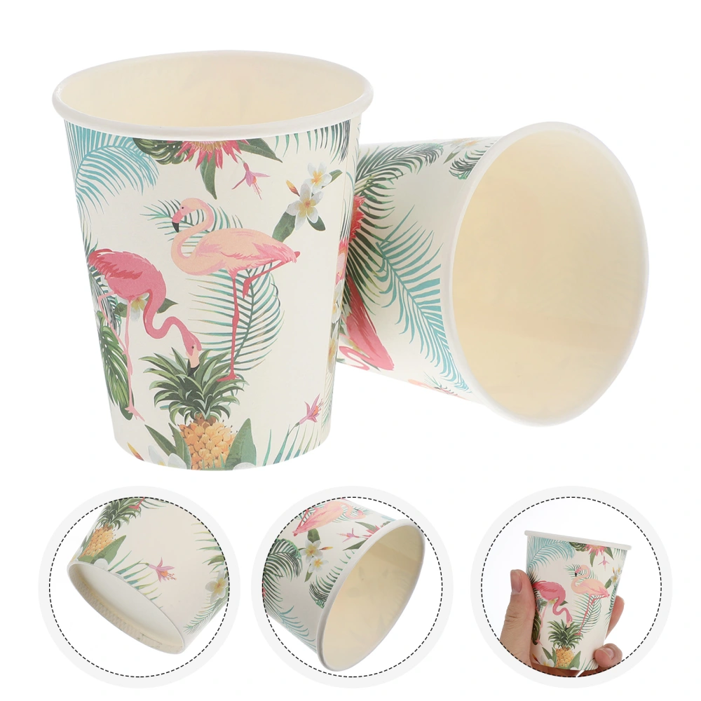 18Pcs Hawaiian Party Paper Cups Flamingo Printed Disposable Cups Party Tableware