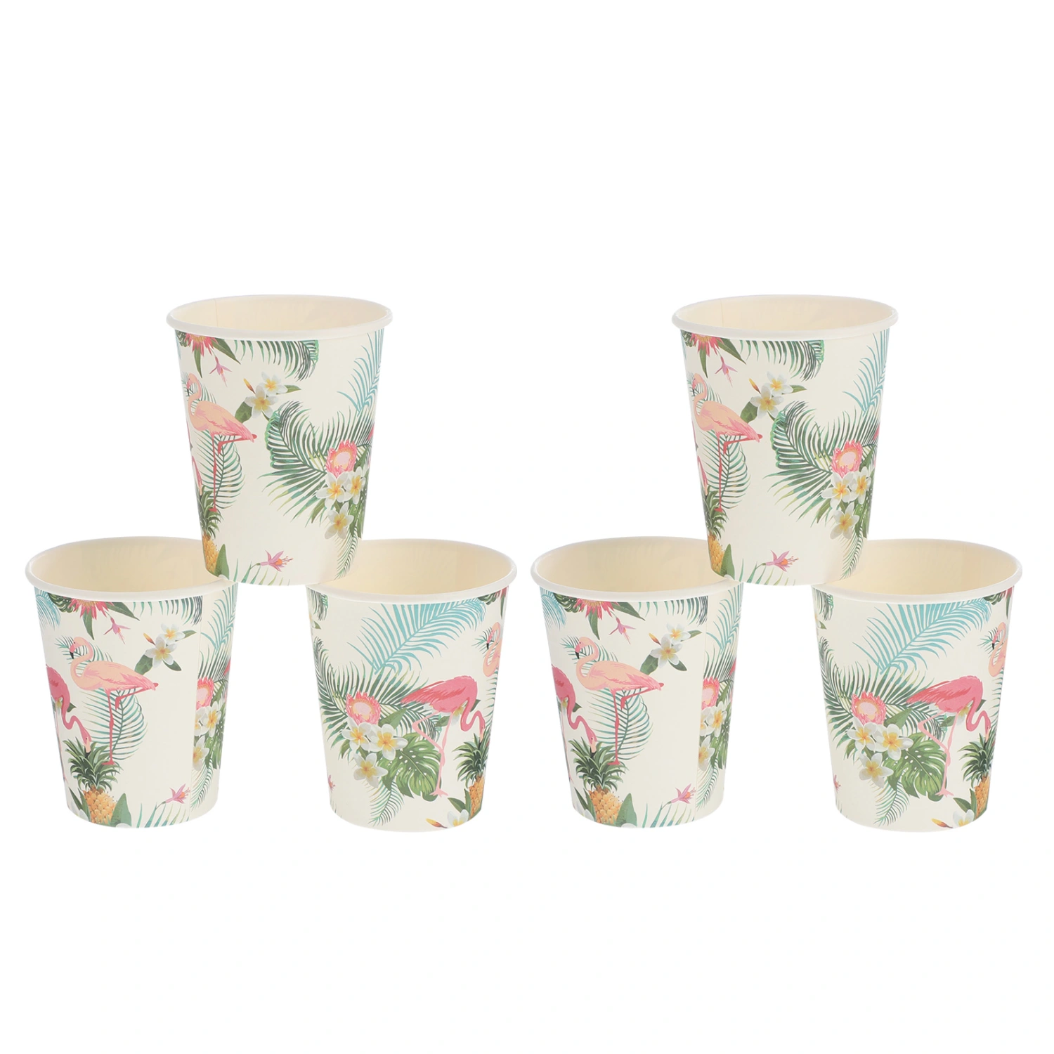 18Pcs Hawaiian Party Paper Cups Flamingo Printed Disposable Cups Party Tableware