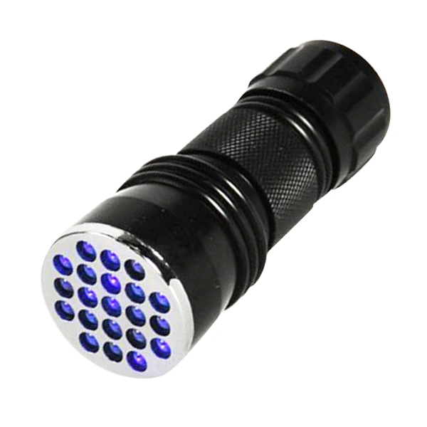 Handheld Waterproof 21-LED 395nm Ultra Violet UV LED Blacklight Flashlight (Black)