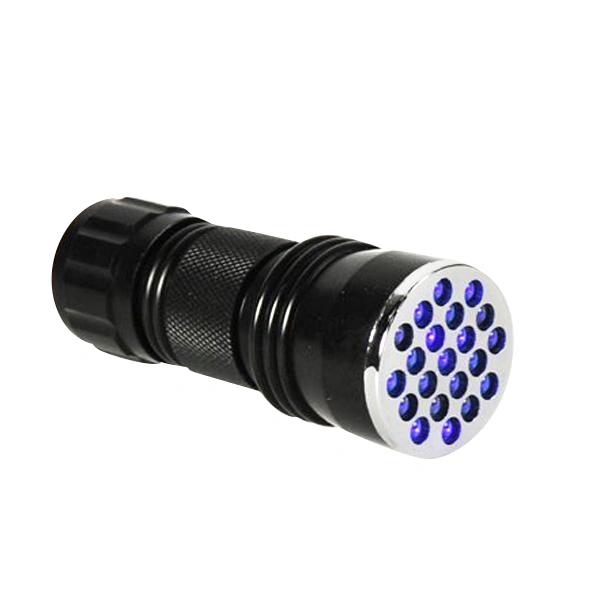Handheld Waterproof 21-LED 395nm Ultra Violet UV LED Blacklight Flashlight (Black)