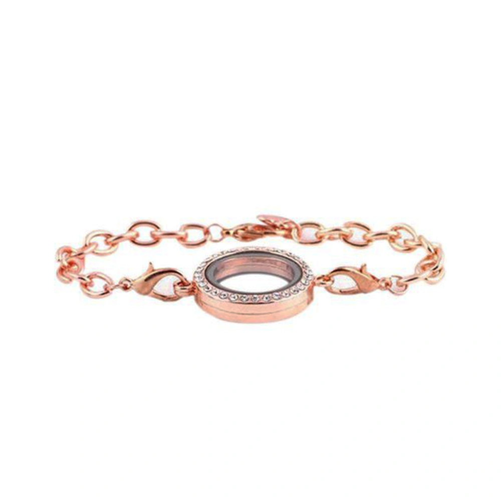 Magnetic Crystal Living Memory Locket Bracelet for Floating Charms Gift (Rose Gold)