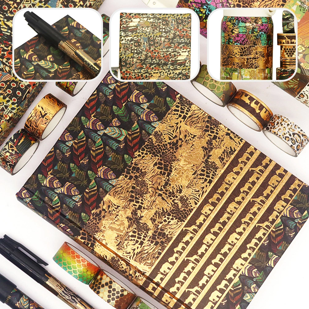 12 Rolls Washi Tape Animal Printed Decorative Masking Tapes for Arts Wrapping