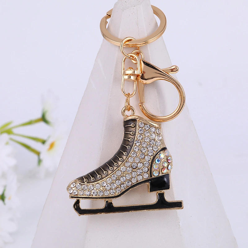 Adorable Skating Key Chain Delicate Rhinestone Skating Pendant Multi-function Bag Pendant