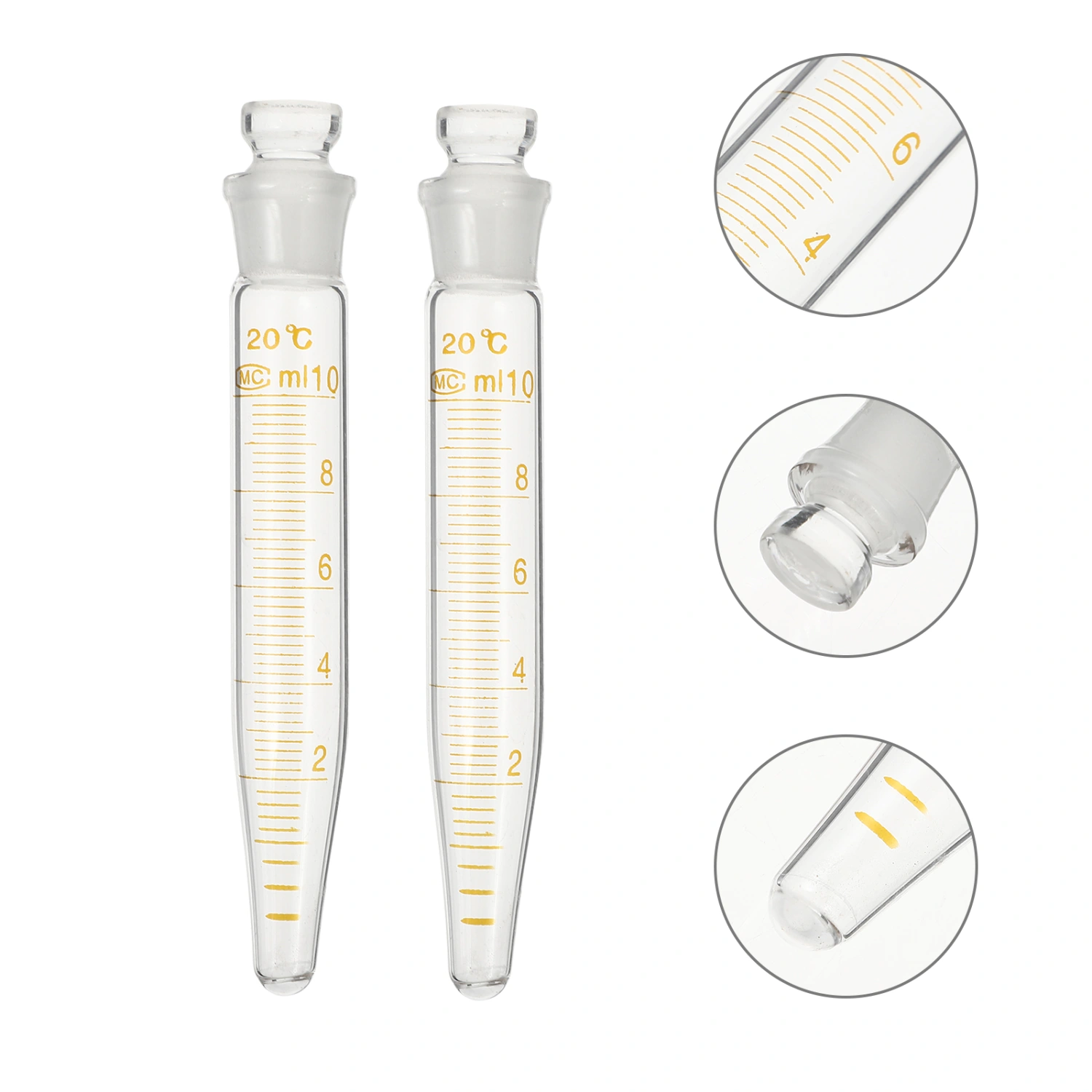 2pcs 10ml Glass Centrifuge Tubes Scientific Experiment Test Tubes with Lid