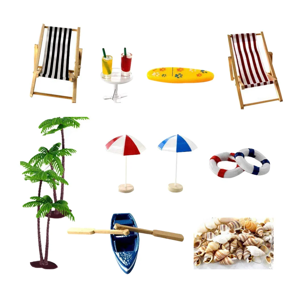 1 Set Creative Resin Ornamnet Summer Beach Artificial Micro Landscape Fairy World Doll House DIY Supplies (18 Style)