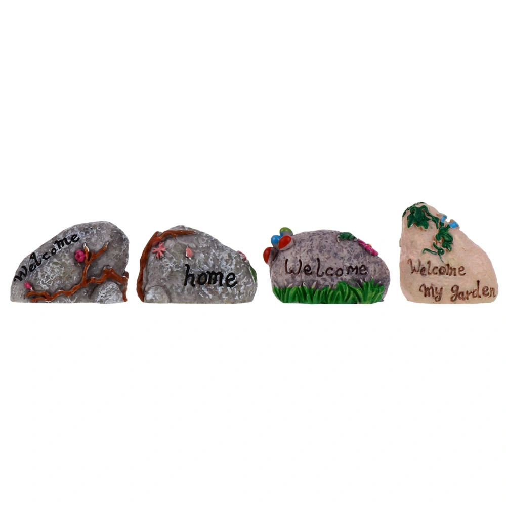 4pcs Miniature Fairy Garden Stone Patio Resin Stone Craft Micro Landscape