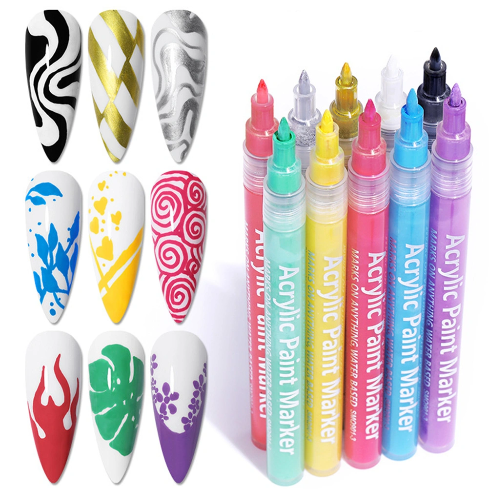10Pcs Nail Line Drawing Pens Woman Nail Art Line Drawing Tools Nail Art Paint Pen