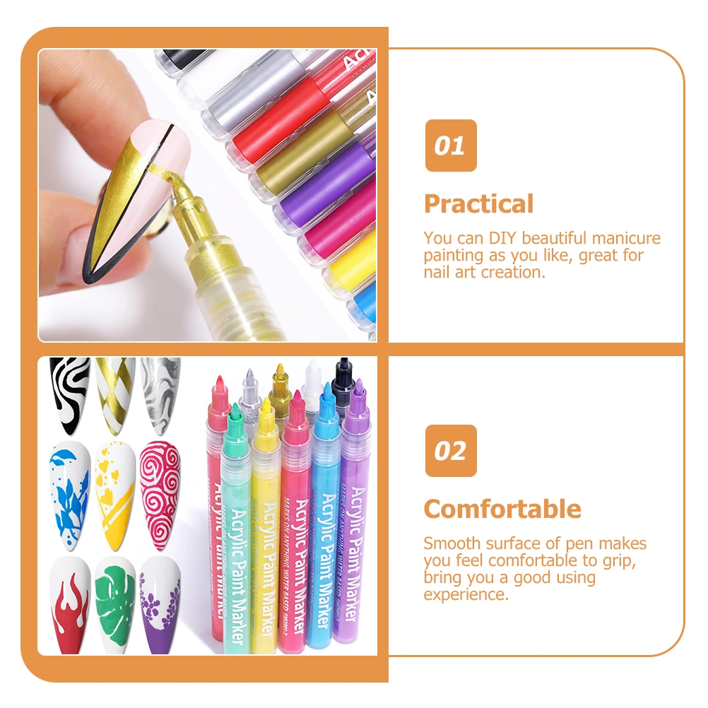 10Pcs Nail Line Drawing Pens Woman Nail Art Line Drawing Tools Nail Art Paint Pen