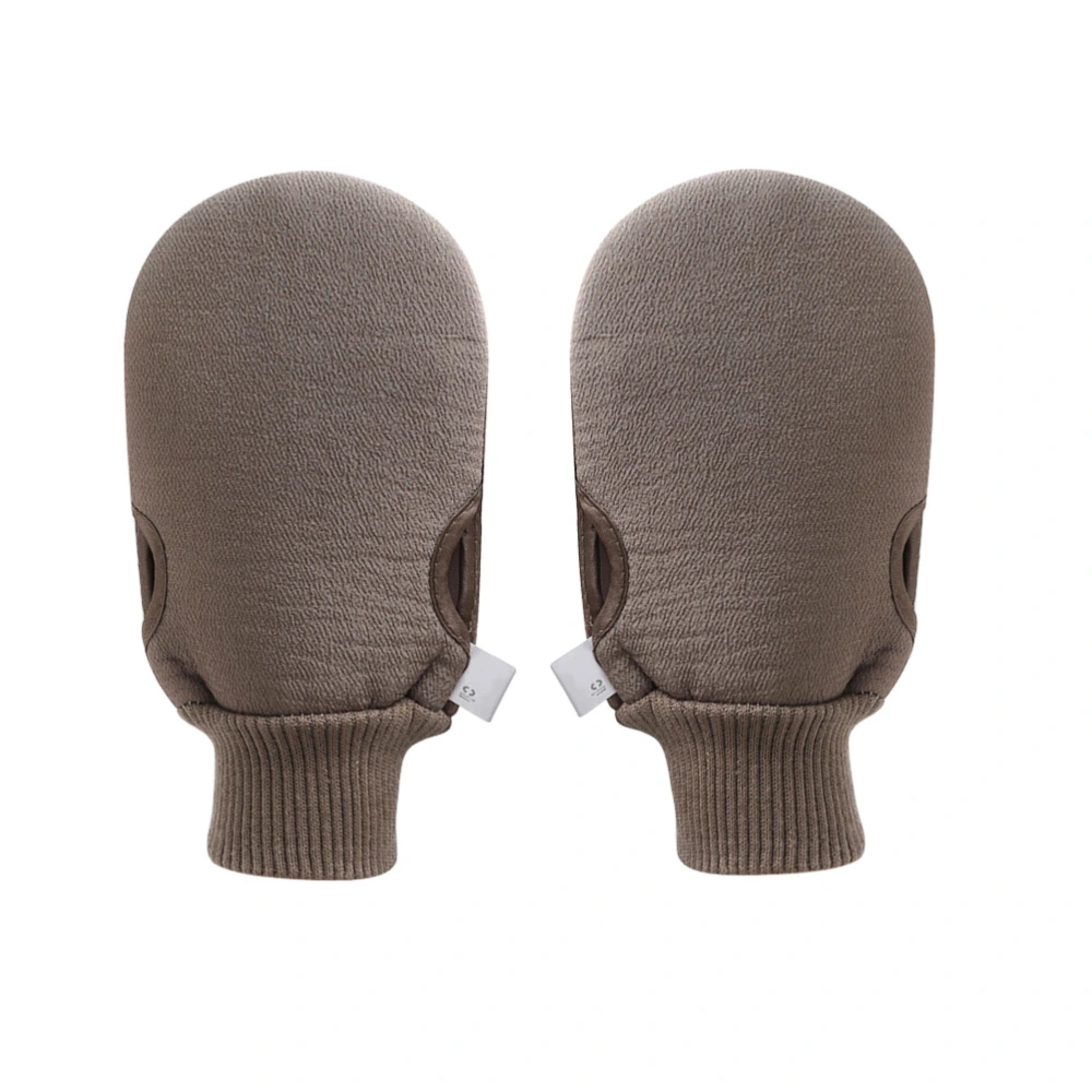 2Pcs Back Rub Gloves Universal Shower Mittens Bathing Scrubbers Body Exfoliating Massager for Adults Students Coffee