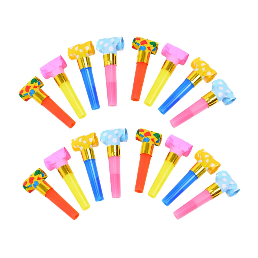 100 Pcs Birthday Party Whistle Blowing Dragon Whistles Musical Blowouts New Years Party Noisemakers Cheerleading Props (Mixed Color)