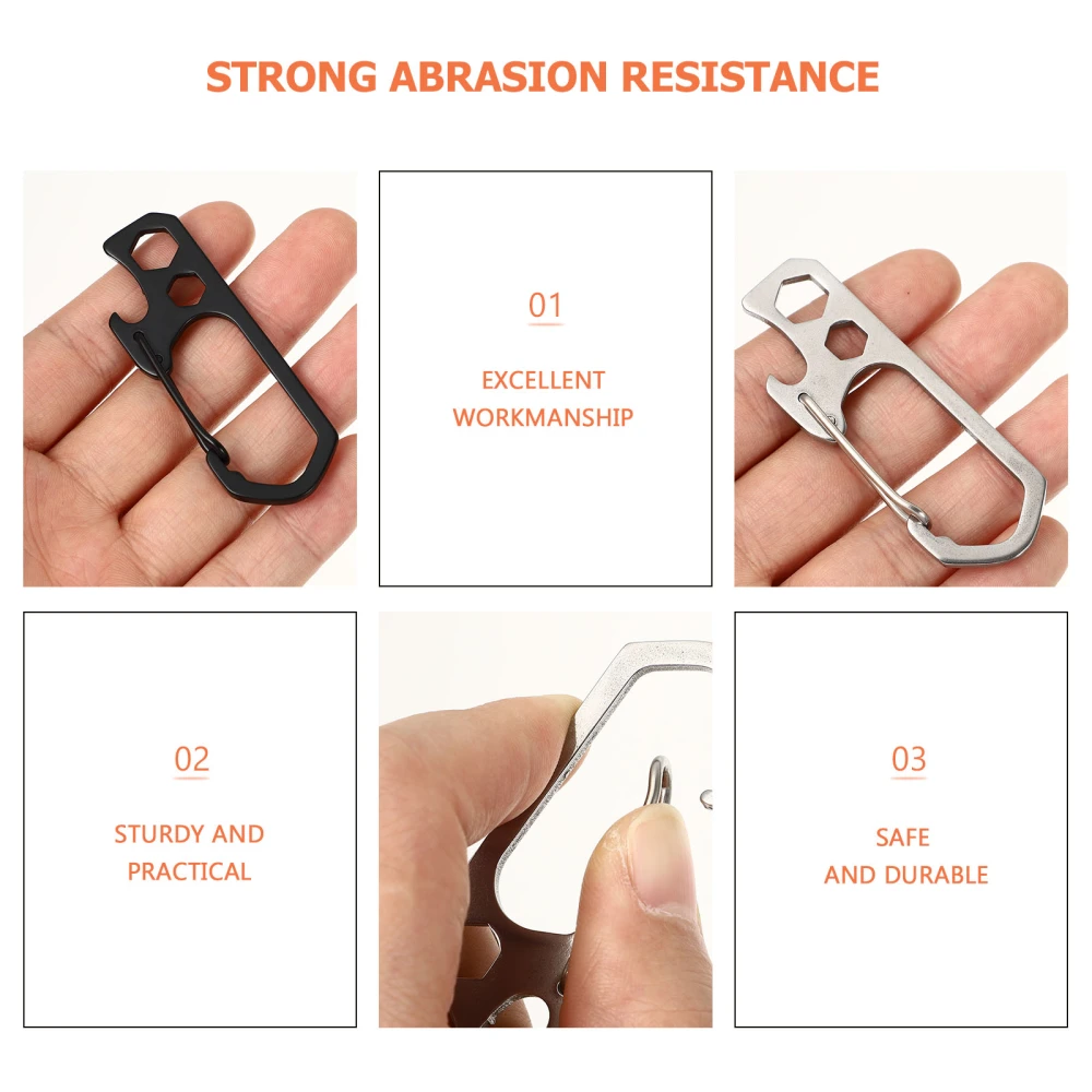 2pcs Stainless Steel Buckles Camping Key Chains Bottle Opener Metal Wrenches