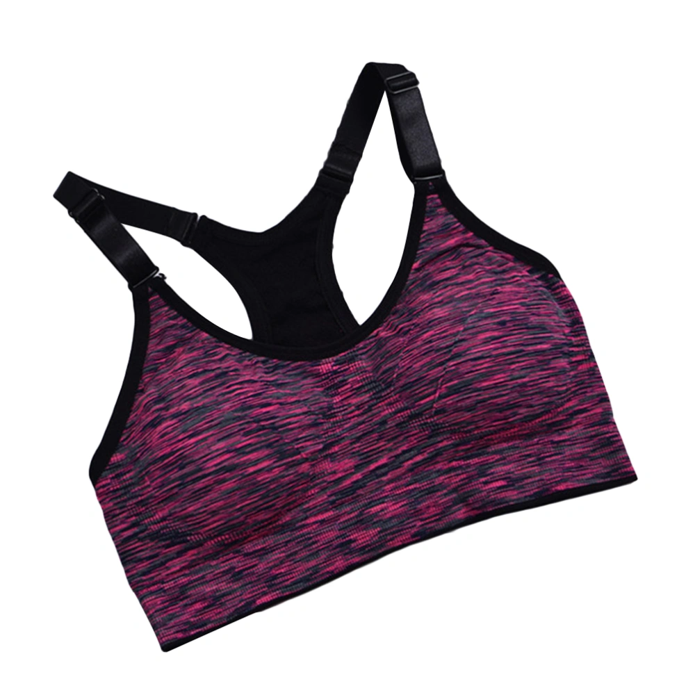 High Sports Bra Vest Space Dye Seamless Wirefree Stretchy Breathable Removable Pads for Fitness Gym Yoga Running - M (Rose Red)