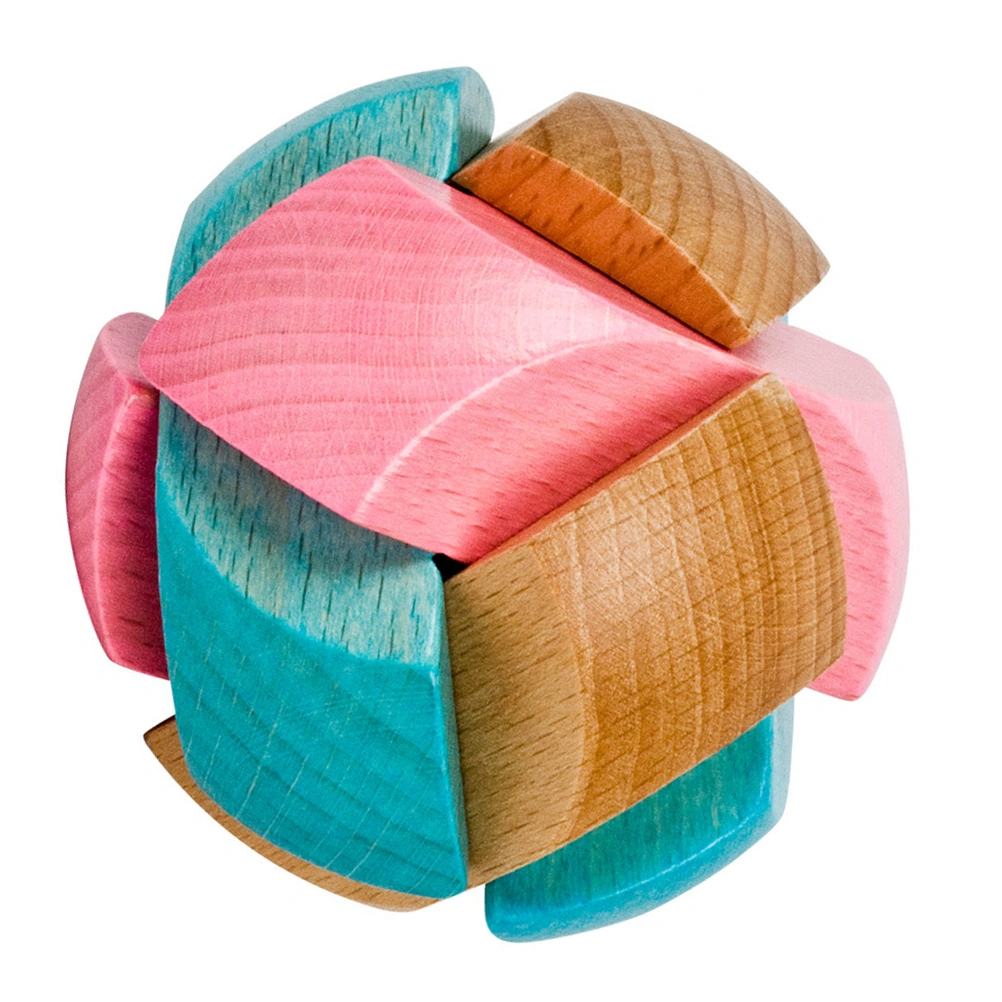Colorful Beech Football Lock Wooden Lock Kong Ming Lock Adult Intelligence Brain Teaser Puzzle Toy Interlocking Jigsaw Puzzles for Kids Adults