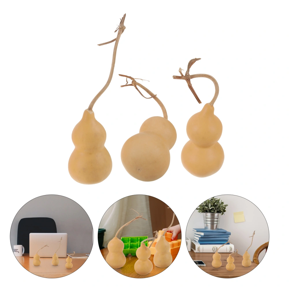 3Pcs Natural Gourd Shape Ornament Lovely Desktop Decoration Photography Prop