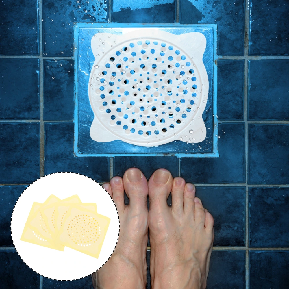 50pcs One-off Floor Drain Sticker Hair Filter Sticker Sink Anti-blocking Sticker