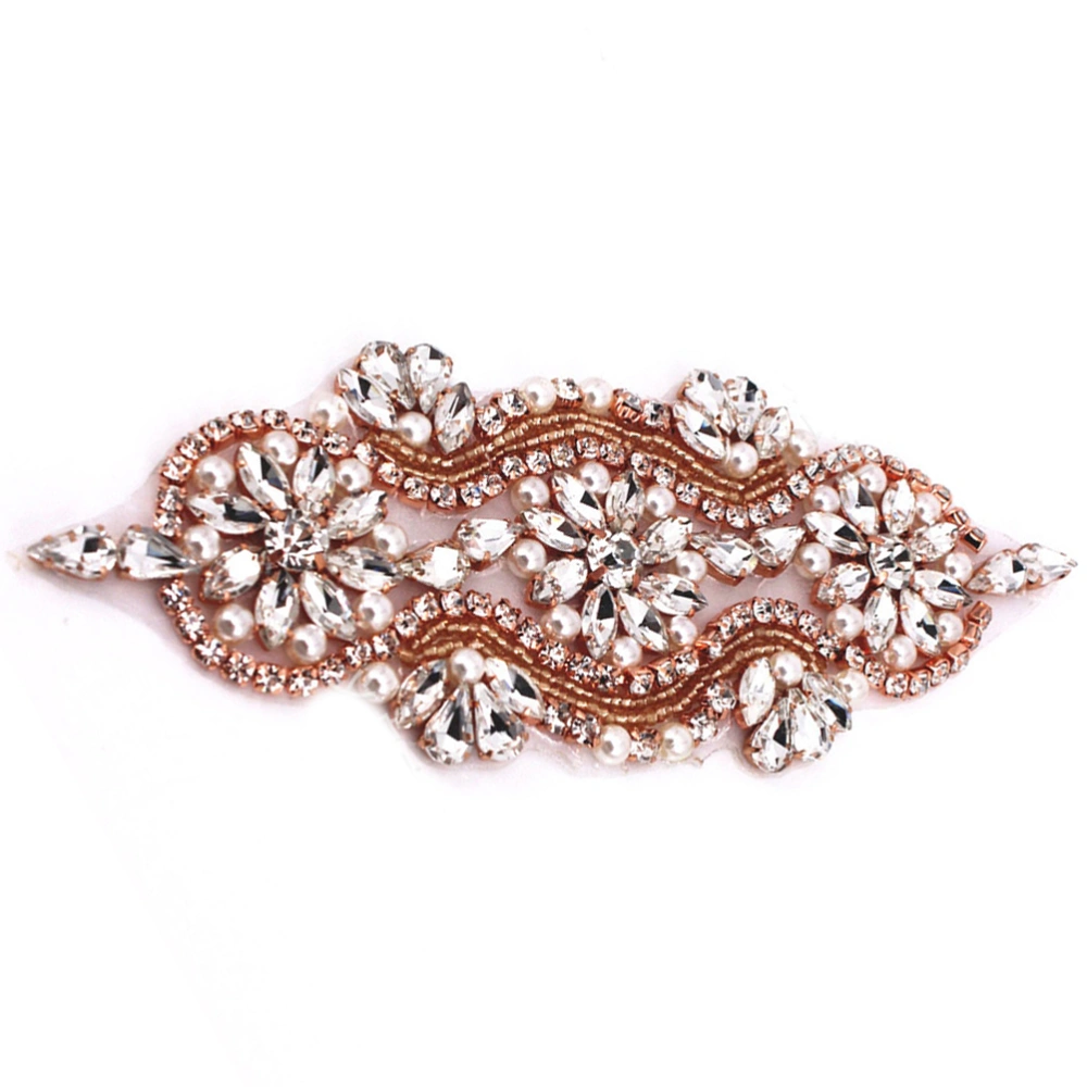 Women Girdle Wedding Sash Belt Applique Crystal Rhinestone Applique Handcrafted Sparkle Sewn for Bridal Dresses Women Gown Evening Prom Clothes(Rose Gold)