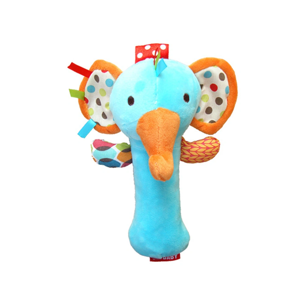 Animal Baby Elephant Rattle and Squeaker Toy BB Stick Bell Shaker Newborn Grabbing Toy
