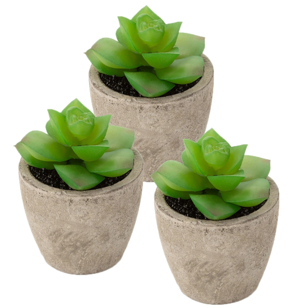 3 Pcs Simulated Succulent Plant Ornament Fake Plant Landscape Pulp Basin Flowerpot Decors for Home Office Balcony Supplies (ES0341)