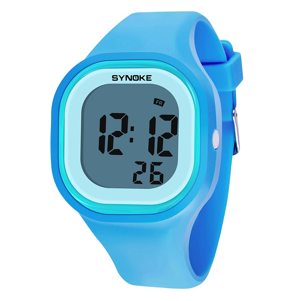 Waterproof Colorful Noctilucent Wristbands Stylish Electronic Watch Digital Watch Wrist Watch for Women Men (Blue)