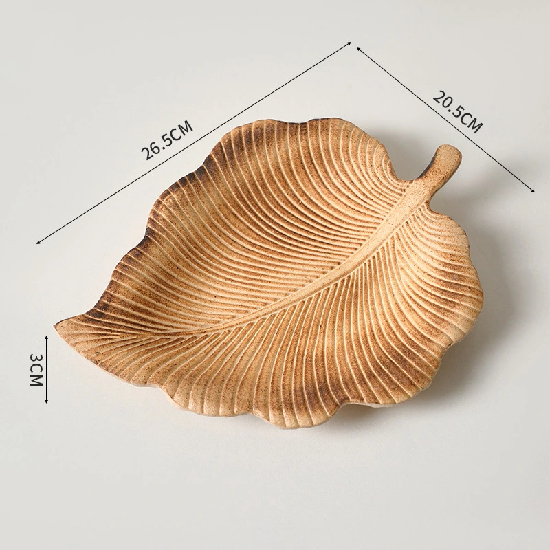 Leaf Shaped Wood Plate Snack Candy Serving Dish Dessert Tray Novelty Leaf Modeling Jewelry Tray