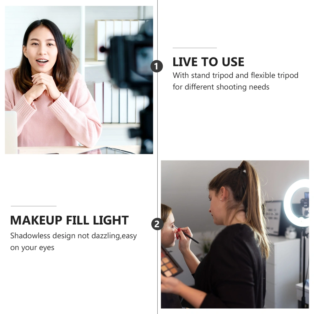 1 Set Ring Light with Tripod Phone Clip Dimmable Selfie Streaming Ring Light