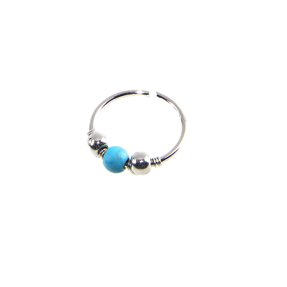3pcs Nose Ring Nose Bead Studs Nostril Nose Earring Piercing Jewelry 6mm 8mm 10mm (Silver Bead & Turquoise)
