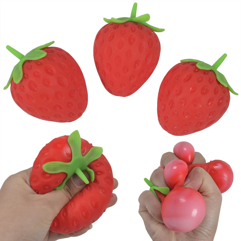 20pcs Stretchy Strawberry Squeeze Toy Creative Stress Relief Toy Hand Sensory Decompression Toy