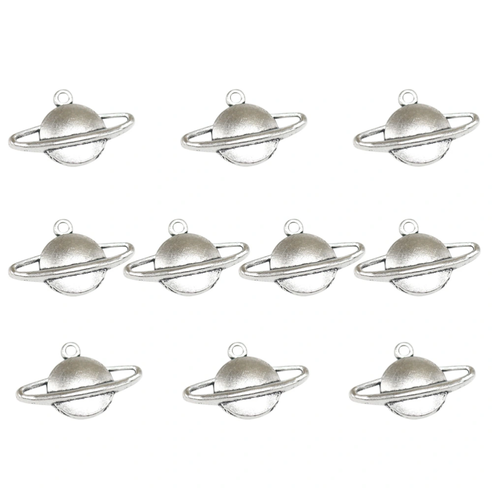 10PCS Vintage Alloy Saturn Pendants Planet Charms Pendants DIY Jewelry Making Accessory for Necklace Bracelet (Antique Silver)