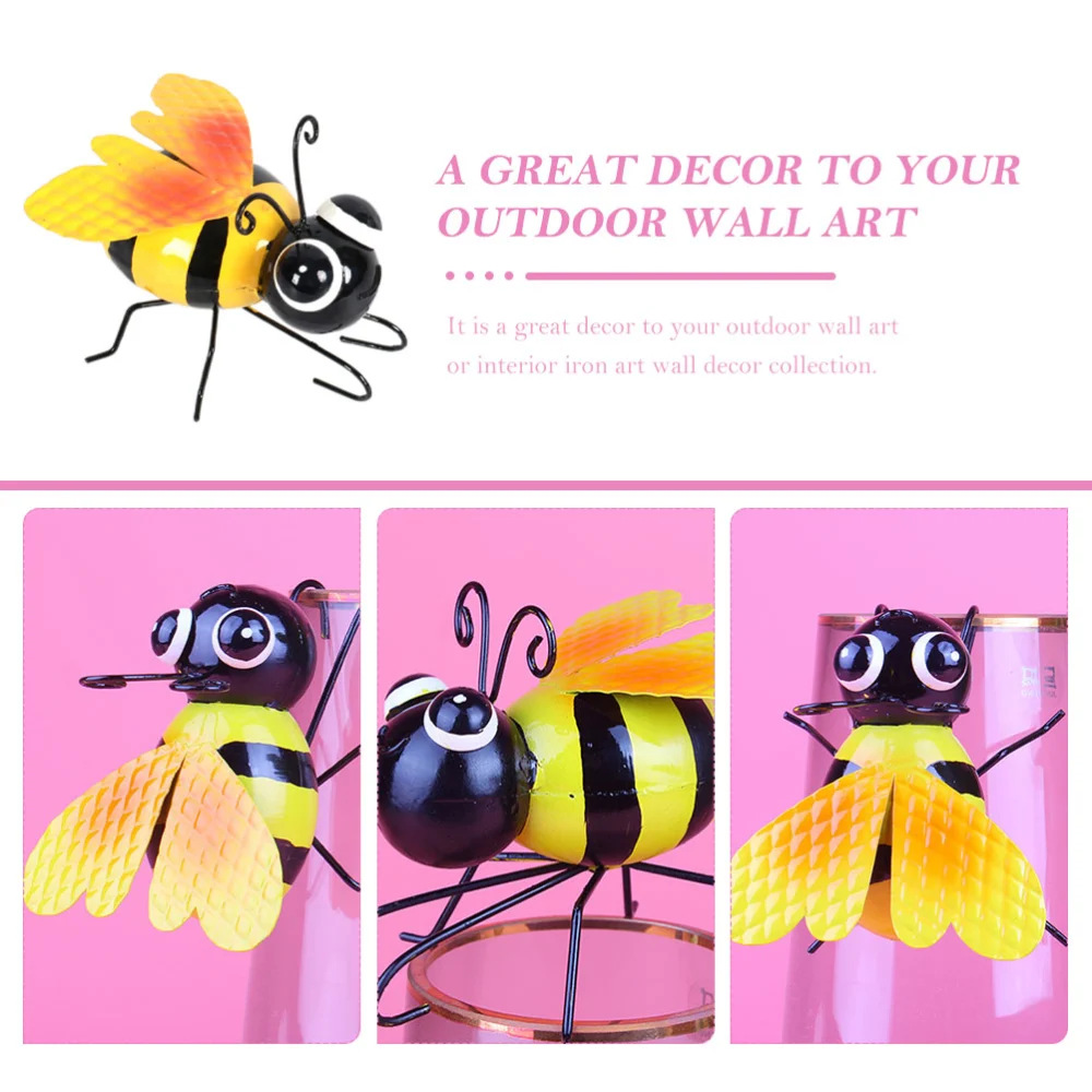 Bee Design Wall Hanging Ornament Garden Scene Layout Bee Decoration Iron Bee