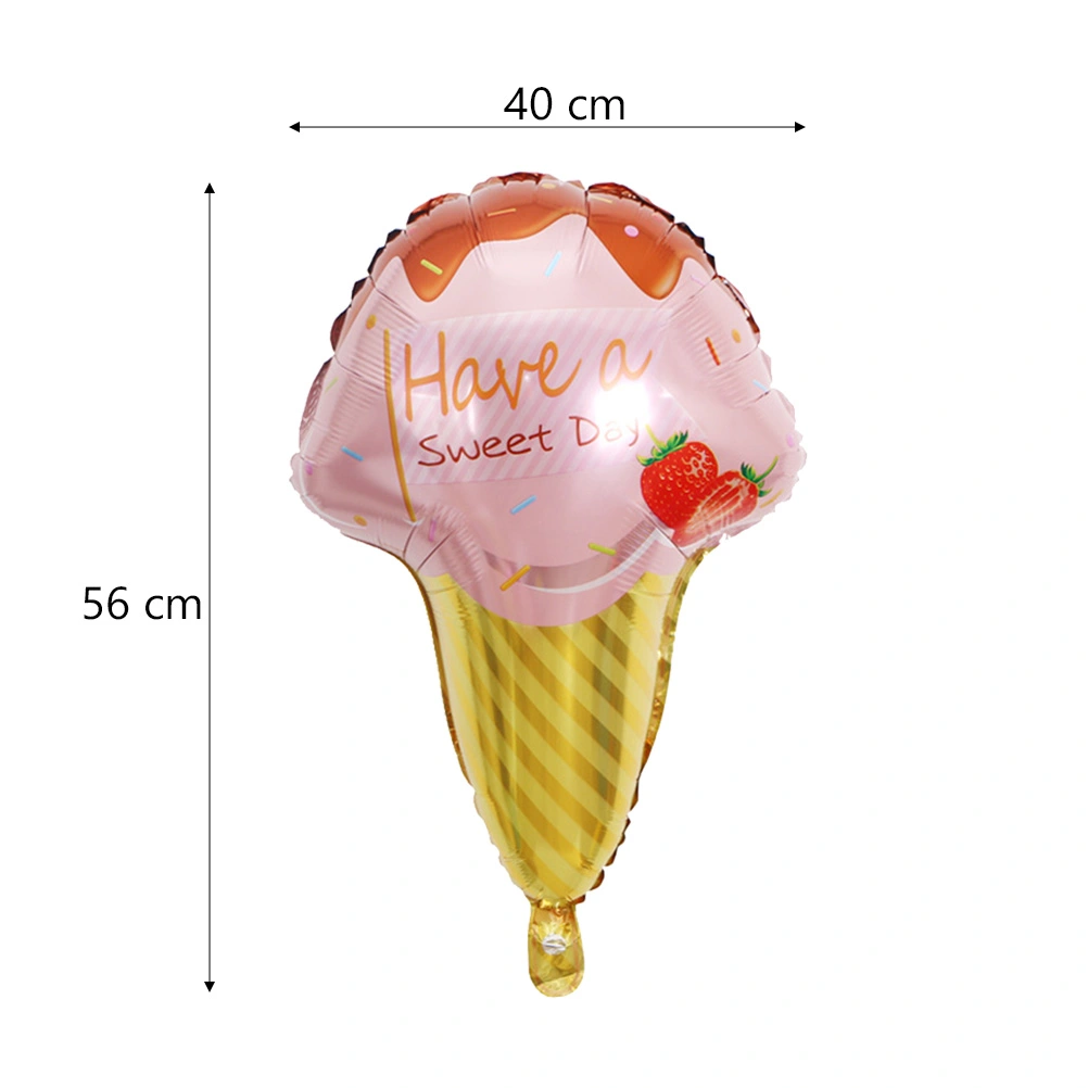 5pcs Aluminum Foil Balloons Summer Theme Donuts Ice Cream Balloons Party Layout Supply Decoration Set (Pink Donuts, Green Donuts, Colorful Donuts, Strawberry Ice Cream and Matcha Ice Cream, 1pc for Each Pattern)
