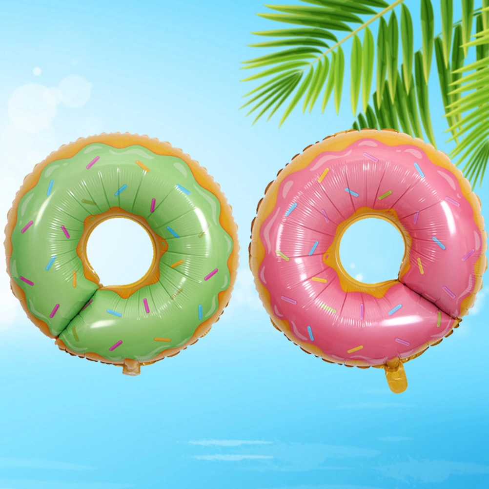 5pcs Aluminum Foil Balloons Summer Theme Donuts Ice Cream Balloons Party Layout Supply Decoration Set (Pink Donuts, Green Donuts, Colorful Donuts, Strawberry Ice Cream and Matcha Ice Cream, 1pc for Each Pattern)
