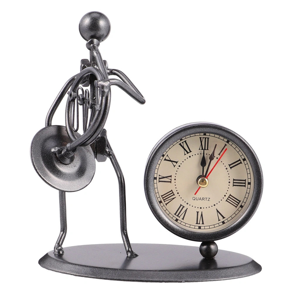 Vintage Clock Iron People Model Clock Creative Clock without Battery for Home