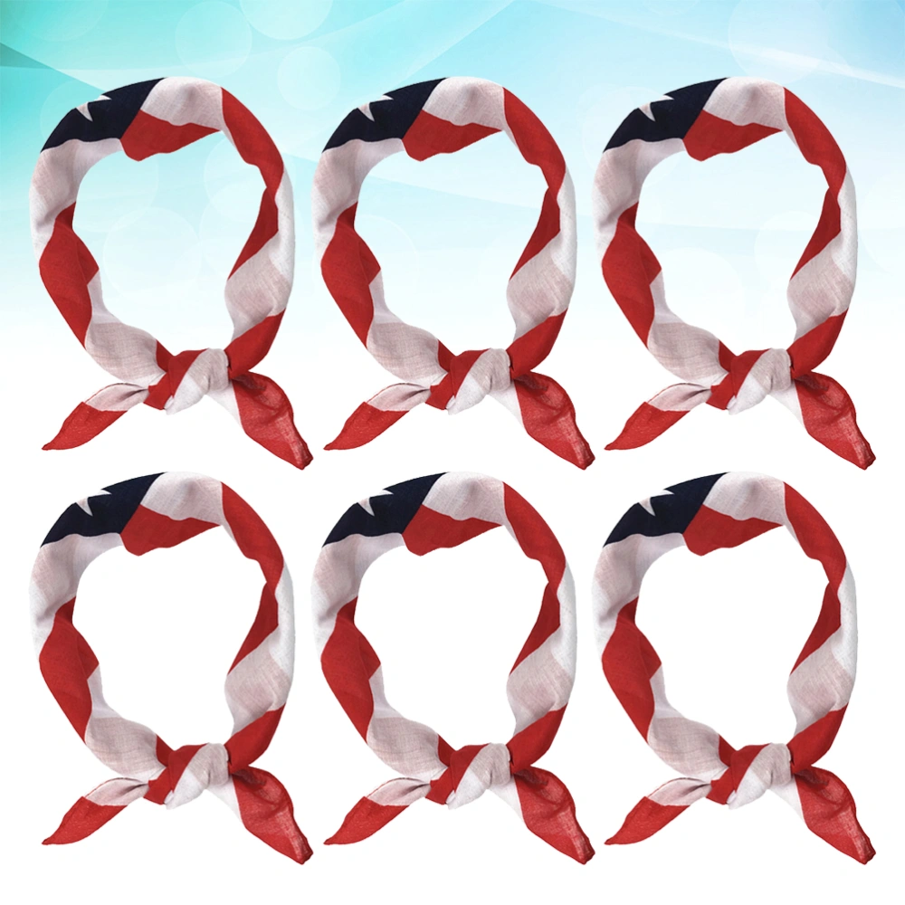 6Pcs Cloth Scarf Kerchief Square Shaped National Flag Printed Scarf DIY Neck Hood Hair Band for Indoor Outdoor Women Men (Red)