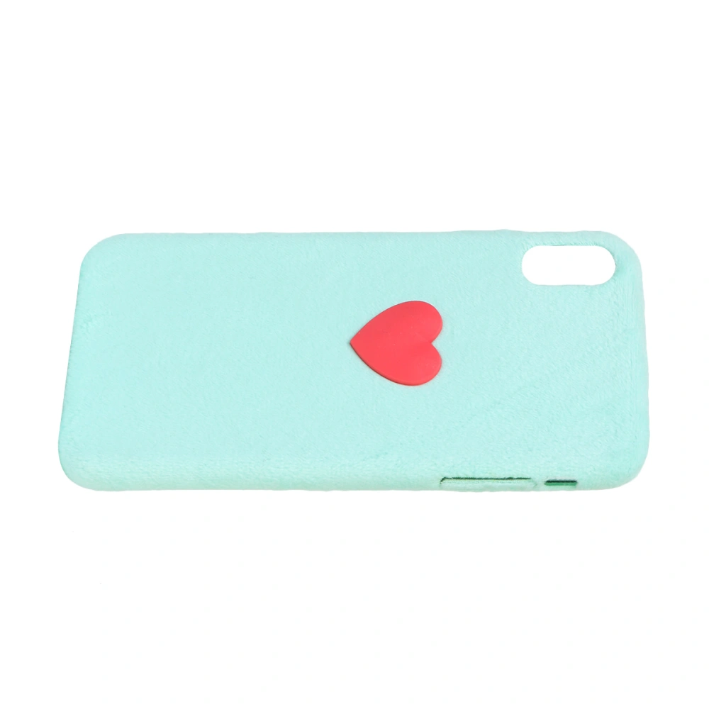 Fuzzy Phone Cover Winter Warm Plush Heart Fluffy TPU Back Shock-proof Anti-fall Phone Case for iPhone XR (Green)