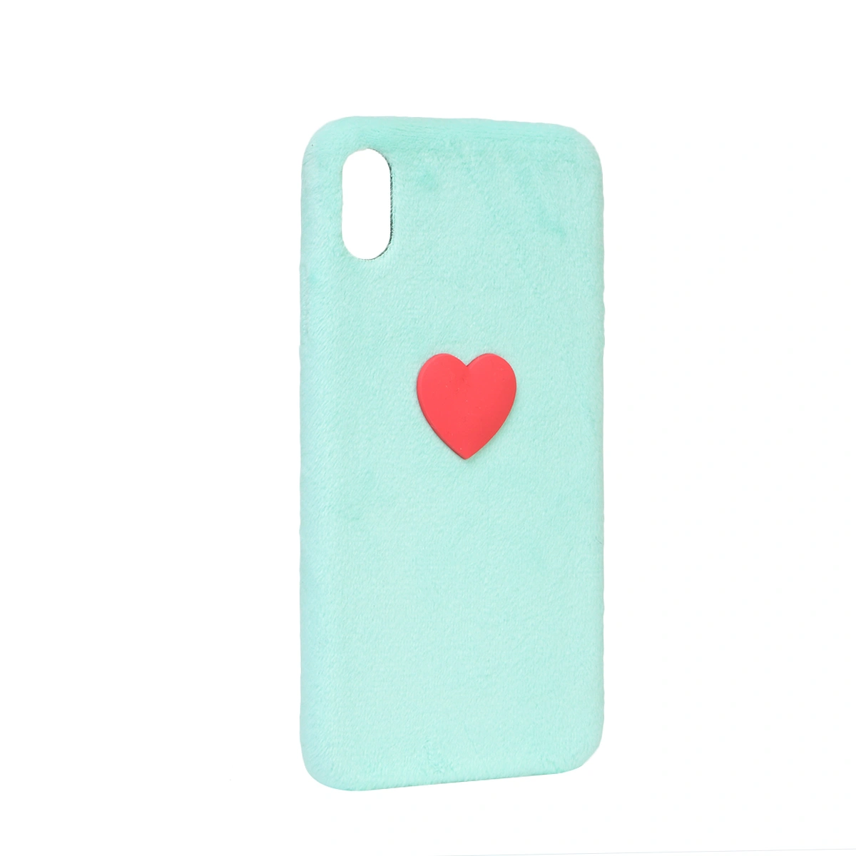 Fuzzy Phone Cover Winter Warm Plush Heart Fluffy TPU Back Shock-proof Anti-fall Phone Case for iPhone XR (Green)