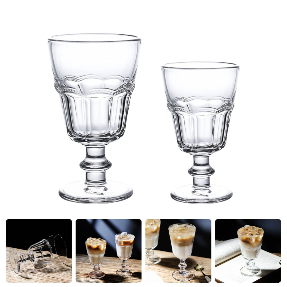 2pcs Crystal Goblets Champagne Cups Red Wine Glasses Ice Cream Holders