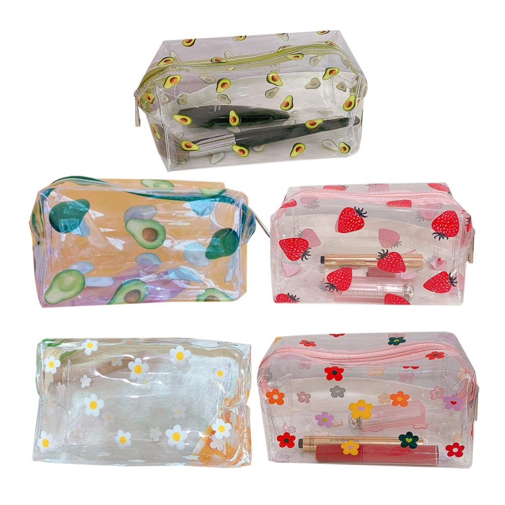 5Pcs PU Leather Makeup Bag Trasparent Cosmetics Container Portable Storage Bag