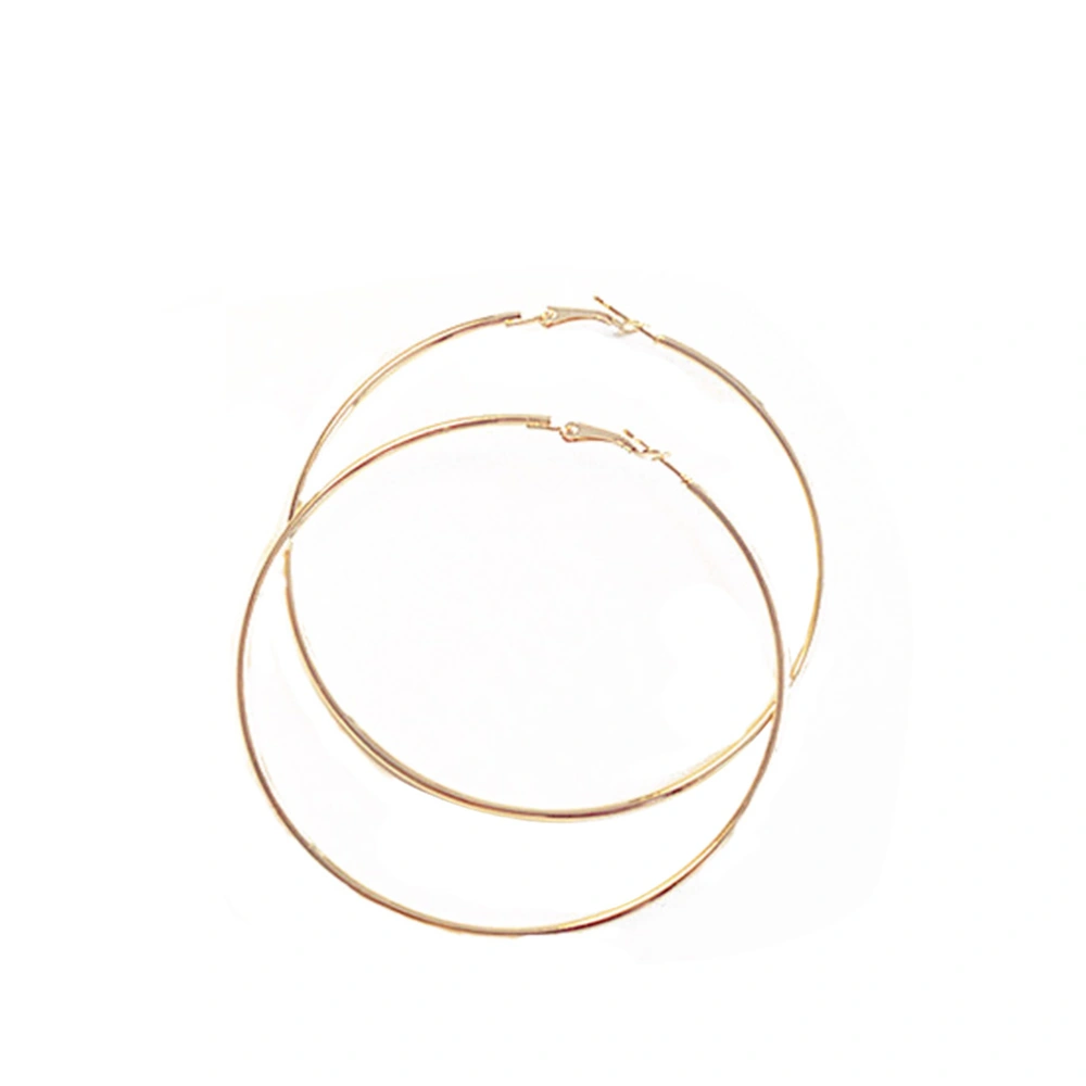 Unisex Metal Smooth Big Large Earrings Round Circle Earrings Jewelry for Women Men 4CM (Gold)