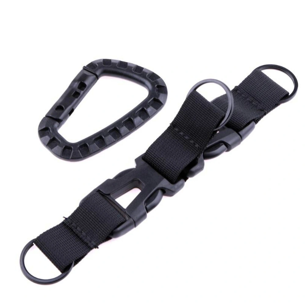 2PC Buckle  Hanging Holder Portable Lanyard Clip Carabiner Keychain Hook for Fishing Mountaineering (Black)