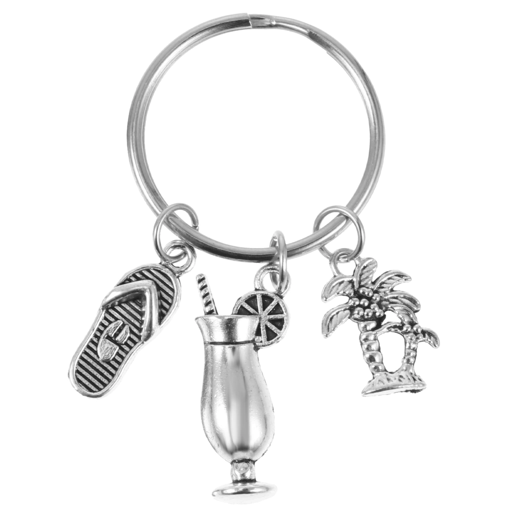 1pc Keychain Alloy Cocktail Flip-Flops Tree Pendant Key Holder Key Ring Ornament