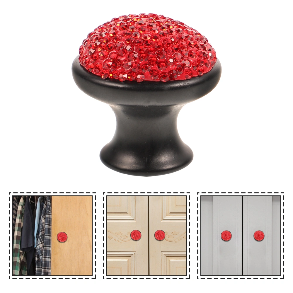 Aluminum Alloy Door Knobs Shining Rhinestone Mushroom Design Pull Handle Creative Drawer Knobs Cabinet Door Handle Furniture Knob with Screws (Red Black)