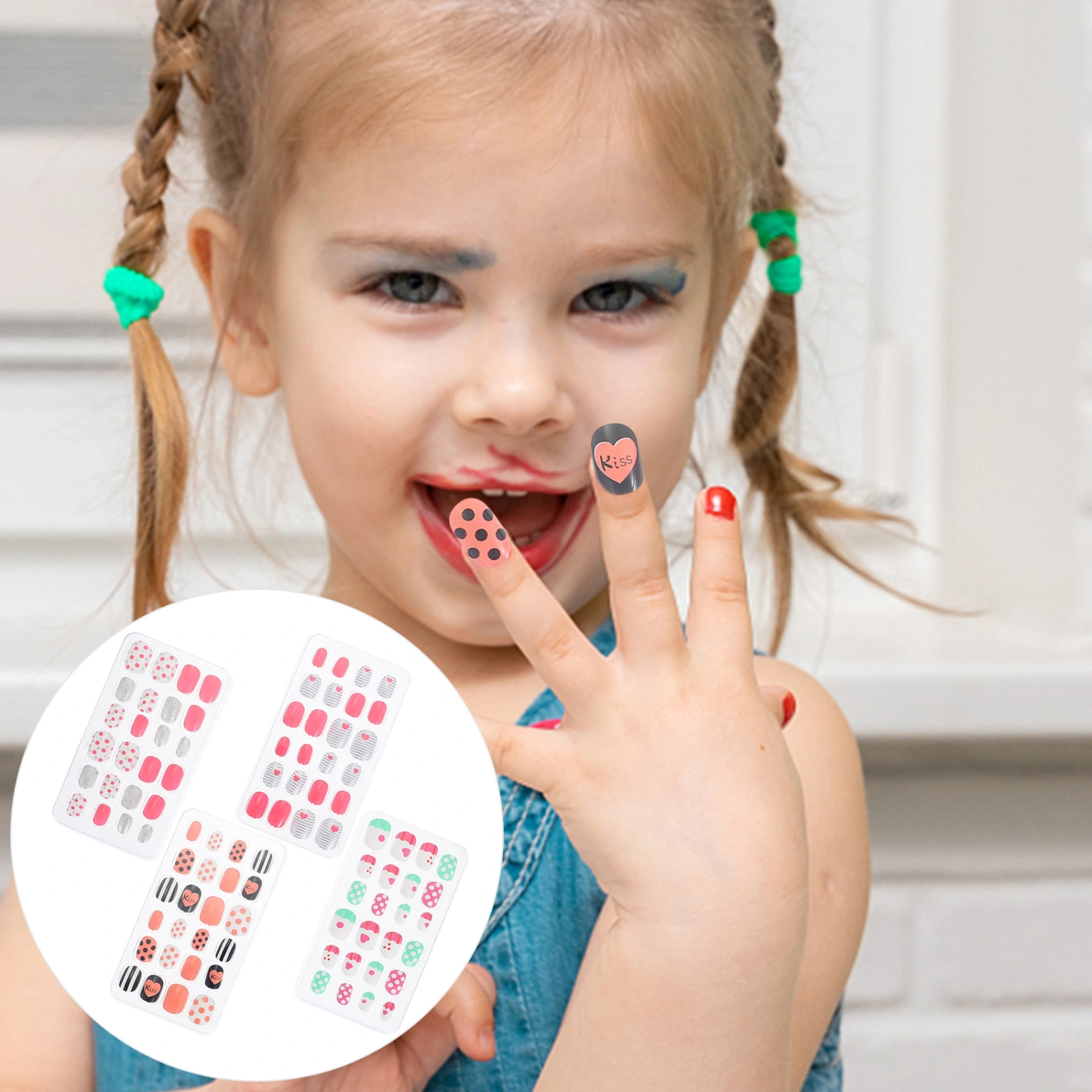 4 Boxes Children False Nails Press on Fake Nails Lovely Fake Fingernail