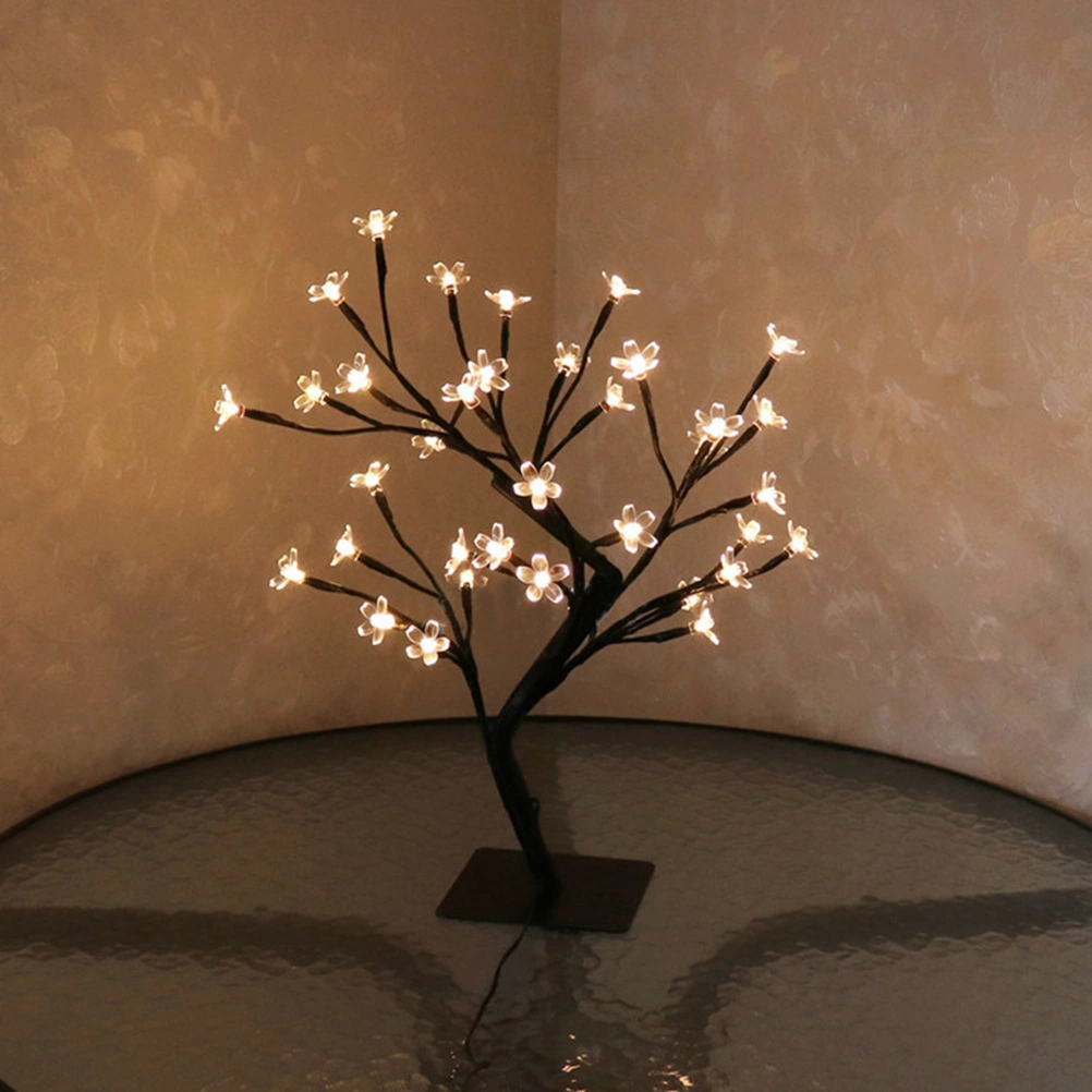 36 LED Decorative Cherry Tree Light Cherry Blossom Bonsai Light Lamp Desk Tree Light for Home Wedding Decoration (Warm White Light)