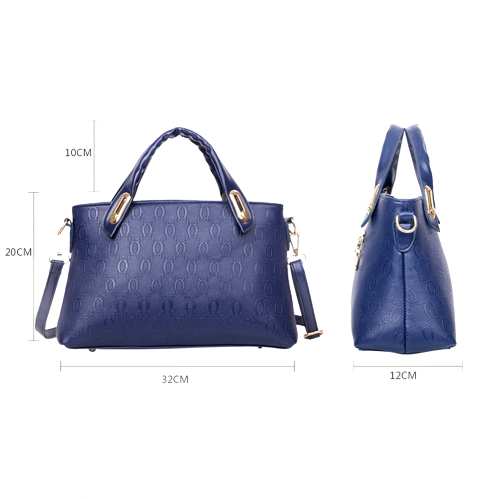 4Pcs Women Bags Set Luxury Elegant Bear Hanging Charms PU Handbag Shoulder Bag Tote Purse Messenger Bags (Blue)