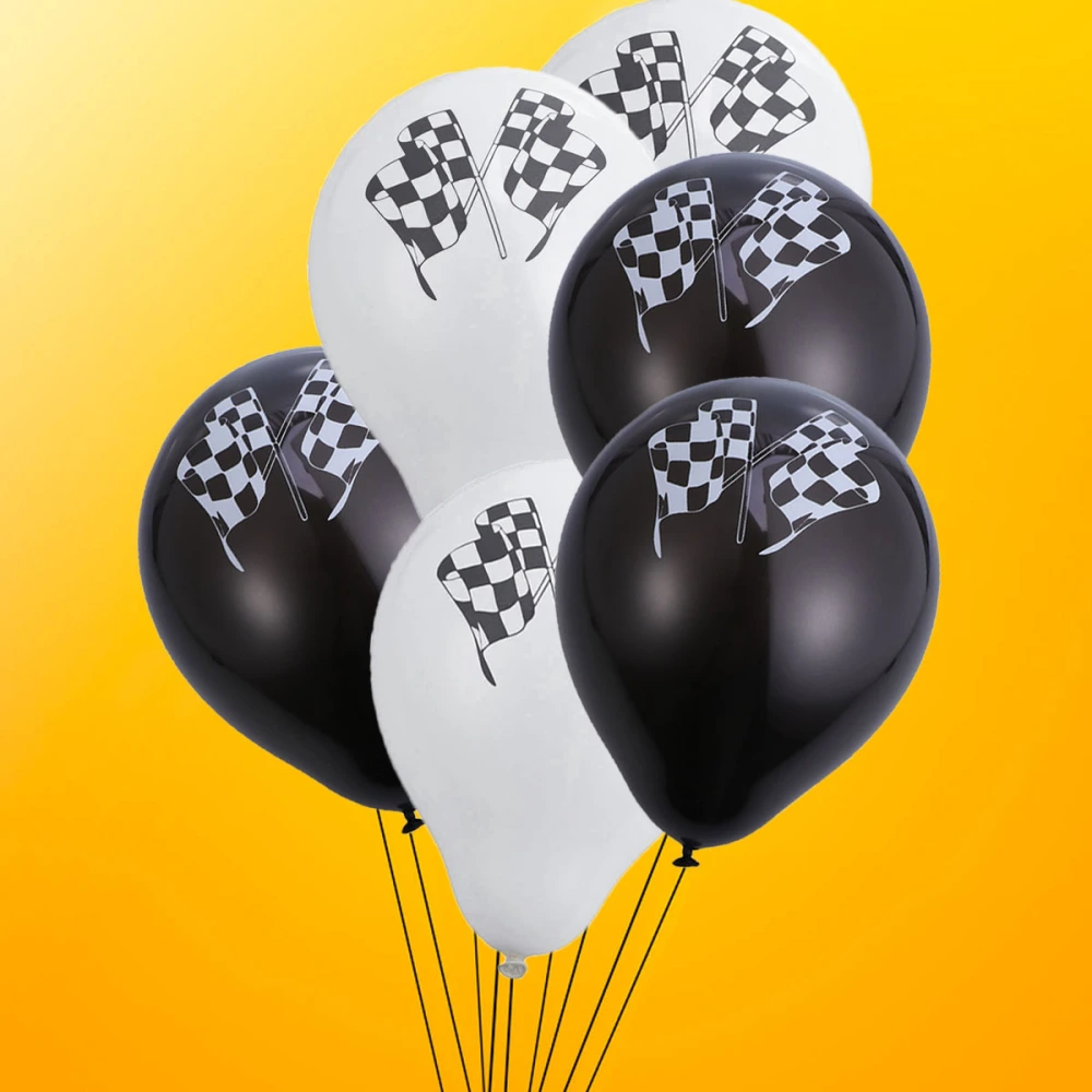 20pcs Checkered Racing Flags Biodegradable Latex Balloons Party Supplies for Car Themed Party Celebration Without Ribbon (White+Black, 10pcs for Each Color)