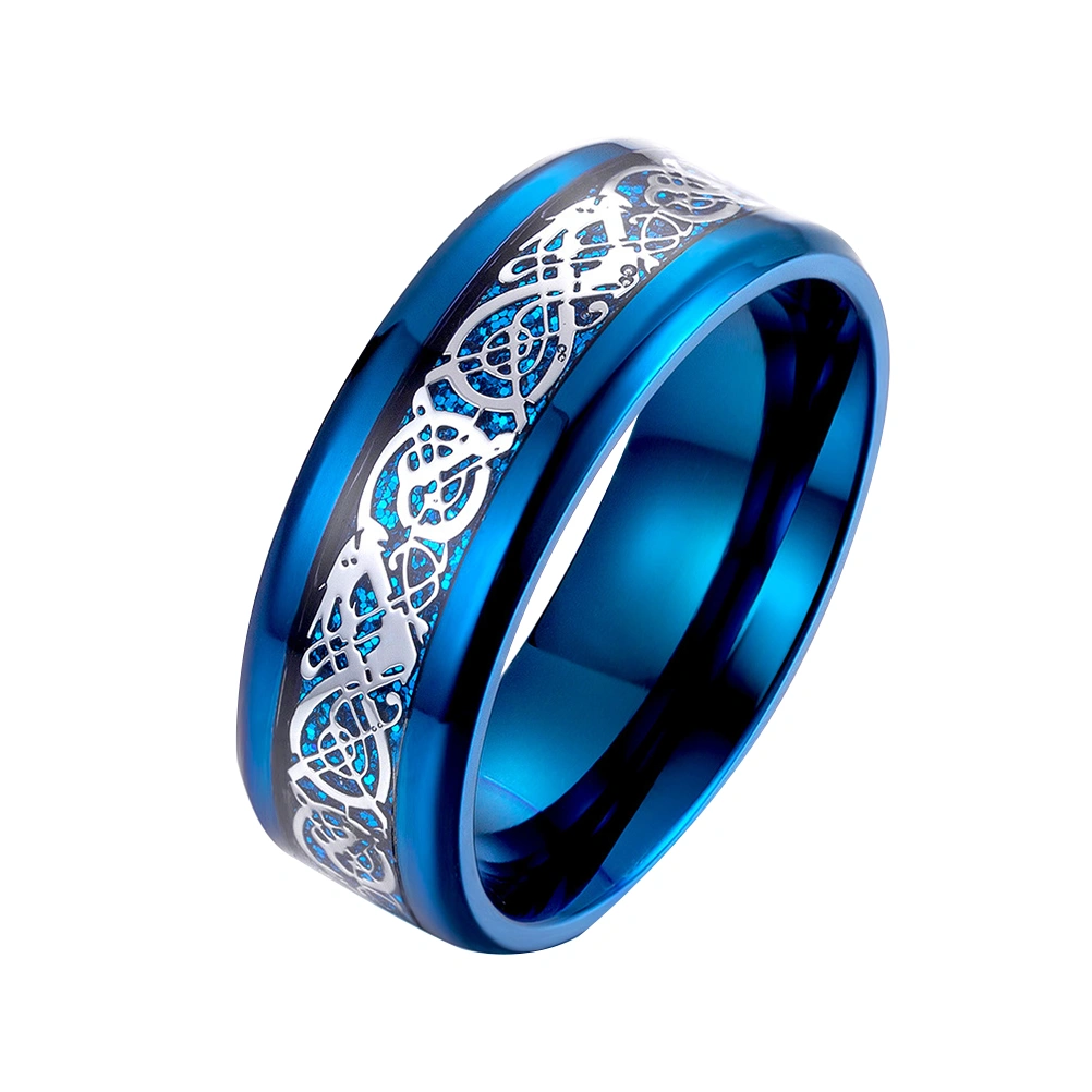 1Pc Mirror Polishing Finger Ring Unique Nibelon Carbon Fiber Ring Fashion Personality Cool Men Ring Jewelry (Blue and Blue Bottom Size 9 )