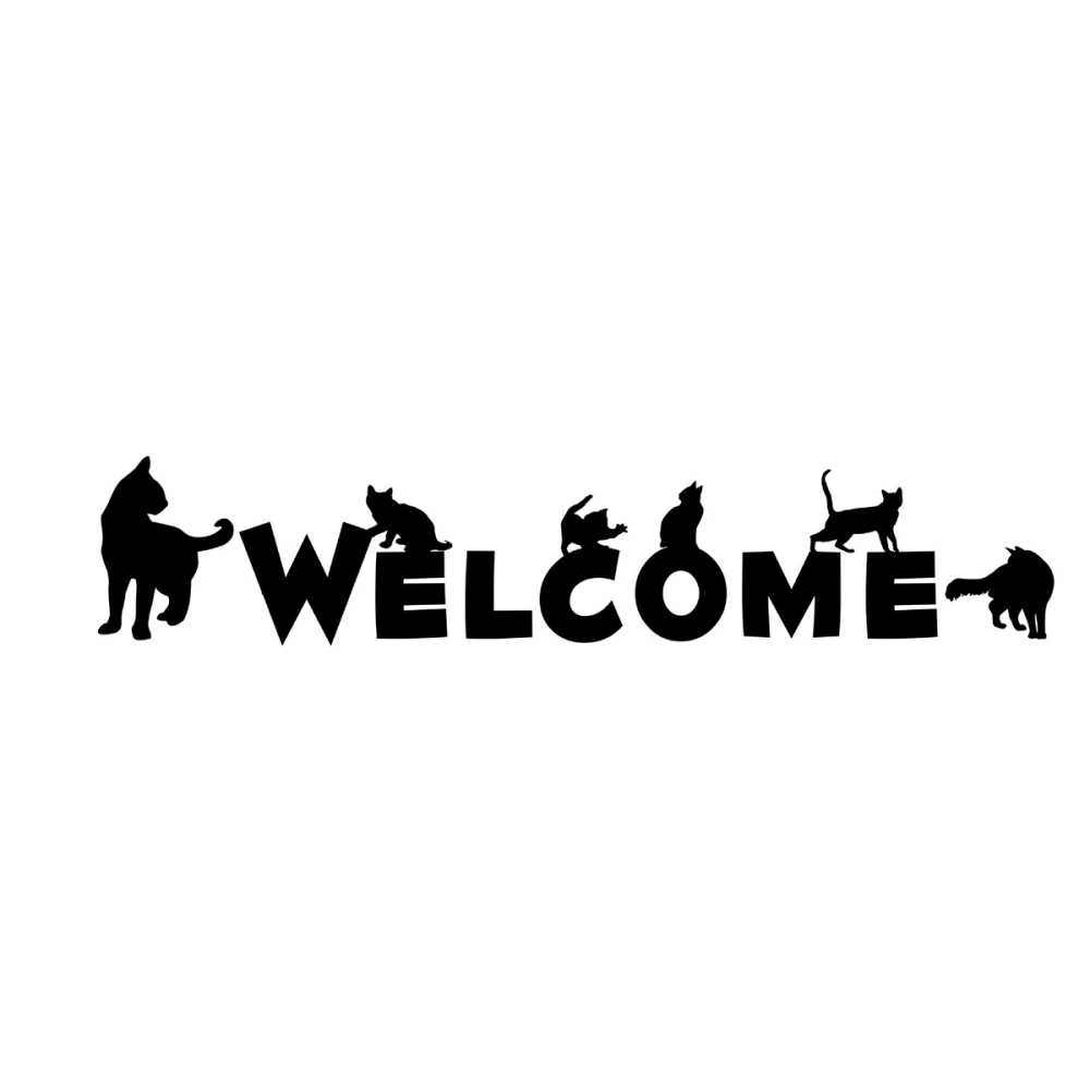 WELCOME Word with Black Cats Wall Sticker Removable DIY Murals Wall Art Home Decor