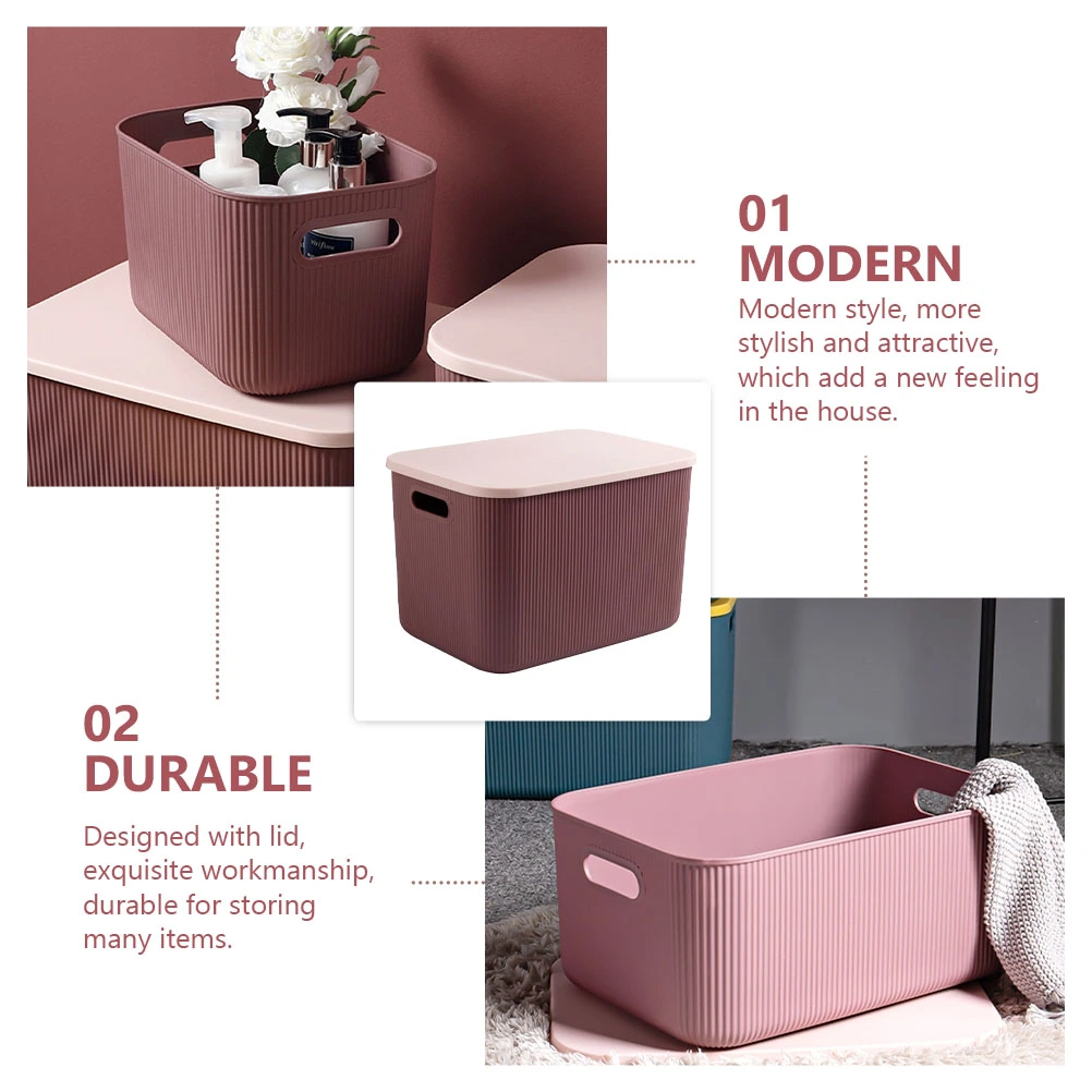 1pc Plastic Sundry Container Household Organizing Box with Lid Storage Holder